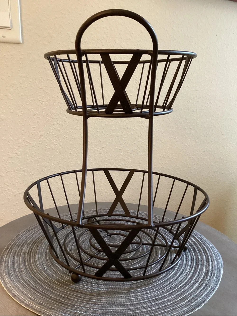 2-Tier Metal| Round  Fruit Storage Bowl | Oil Rubbed Bronze - NWOT